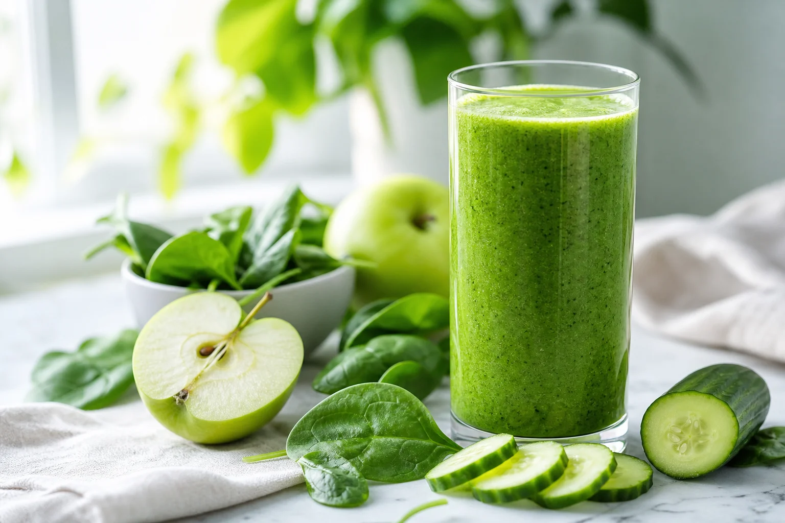 Grön smoothie med spenat och äpple